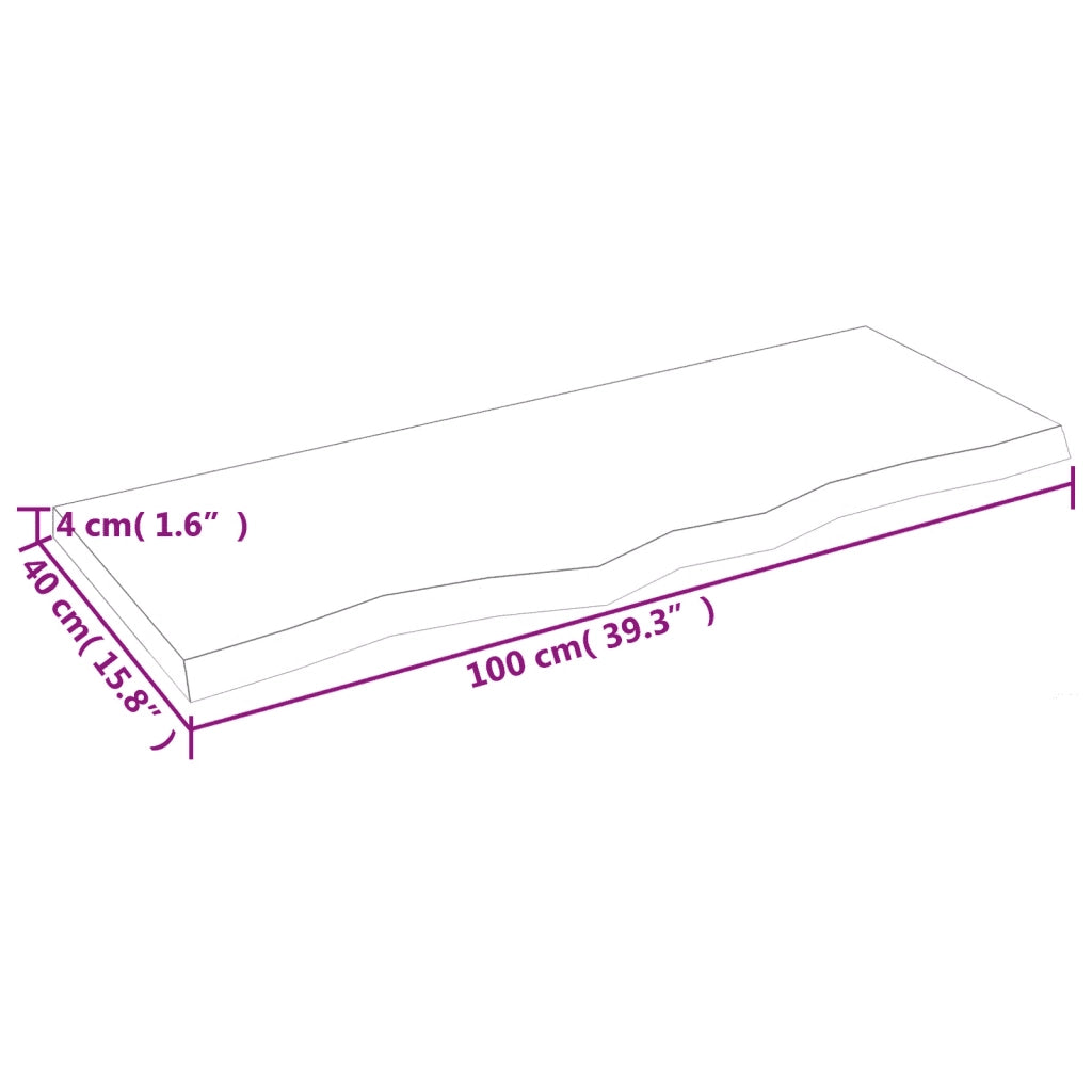Piano Bagno 100x40x(2-4) cm in Legno Massello Non Trattato 3156033
