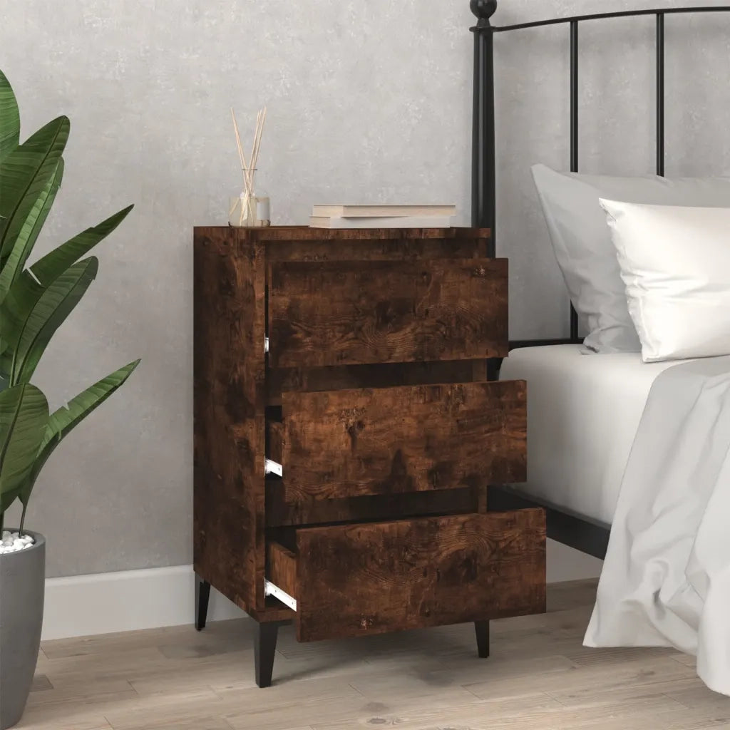 Comodino Rovere Fumo 40x35x70 cm Legno Multistrato 819673