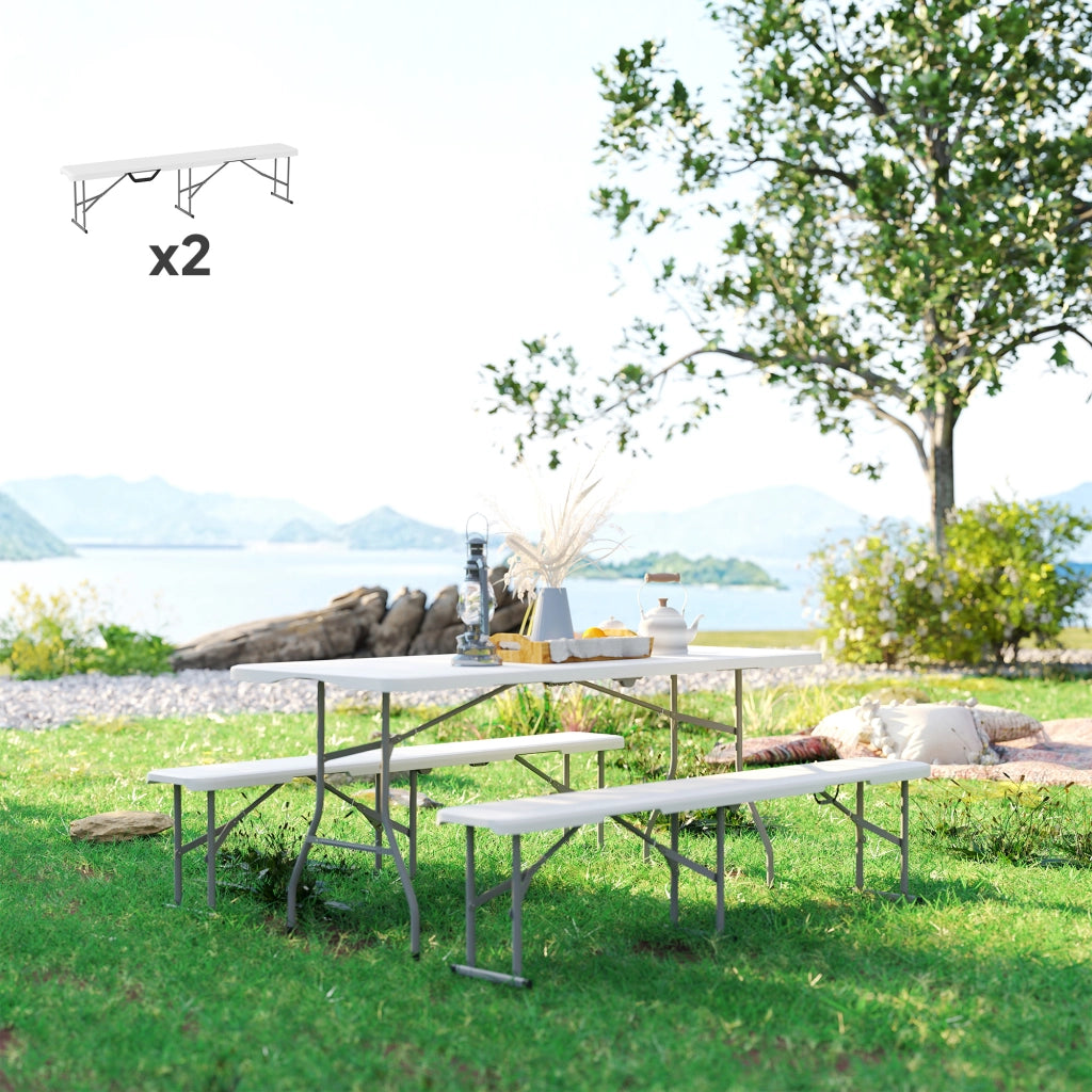 Panche da giardino pieghevoli 2 pezzi ¨C zephmum ¨C Bianco 182x28x42 cm