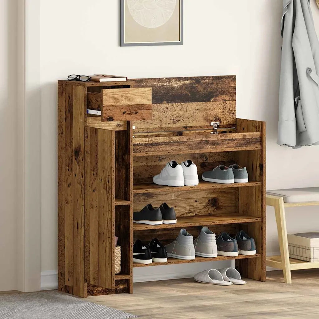 Mobile per scarpe con porta Legno vecchio 100,5 x 28 x 100 cm 871386