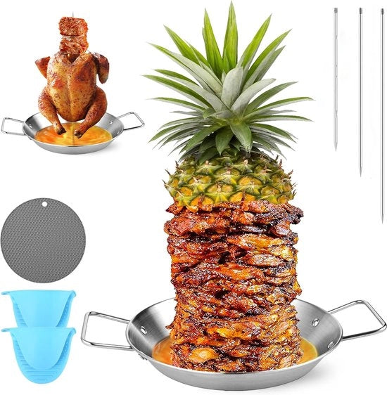 Spiedi verticali per griglia, set di 3 spiedi per barbecue (8", 10", 12"), accessori per tacos Al Pastor Shawarma, kit per griglia, forno e fumista