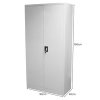 Armadietto Grigio Chiaro Alto 180cm in Acciaio per Casa e Ufficio con 4 Ripiani