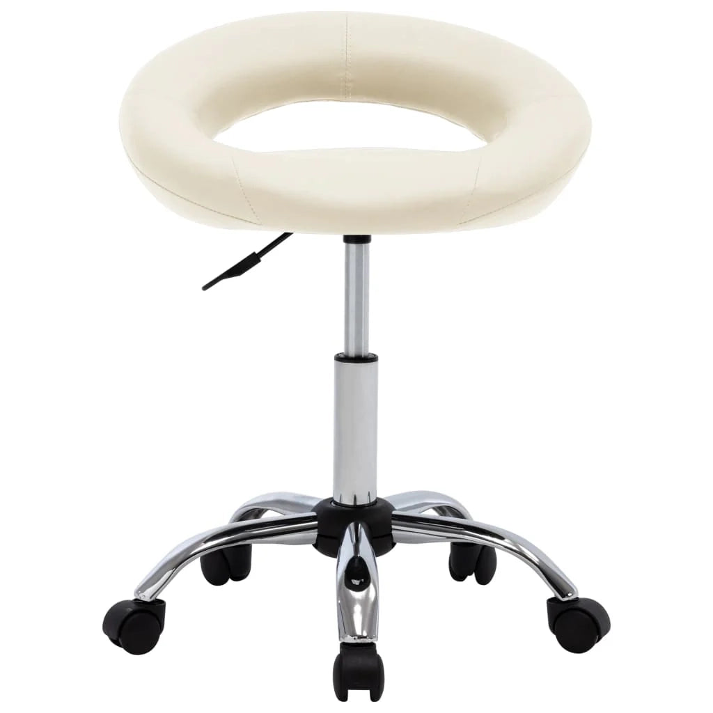 Sedia da ufficio sedia da lavoro con ruote similpelle color crema 02_0024076