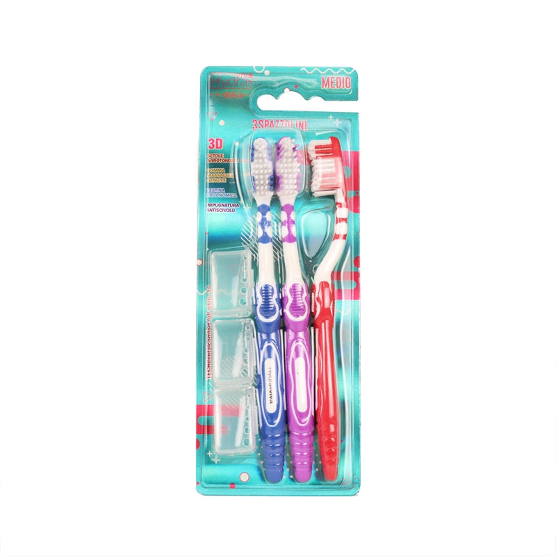 HYDRA VIVA+ SPAZZOLINO DA DENTI TRIPACCO FULL WHITE 3D MEDIO IN SET DA 3 PEZZI