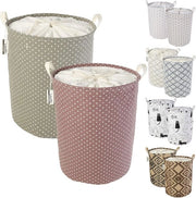 Cestini da Lavanderia con Cerniera Pieghevole Ripiegabile - Impermeabile in Cotone Lino - Pacchetto da 2 Spessi 40 cm Grandi