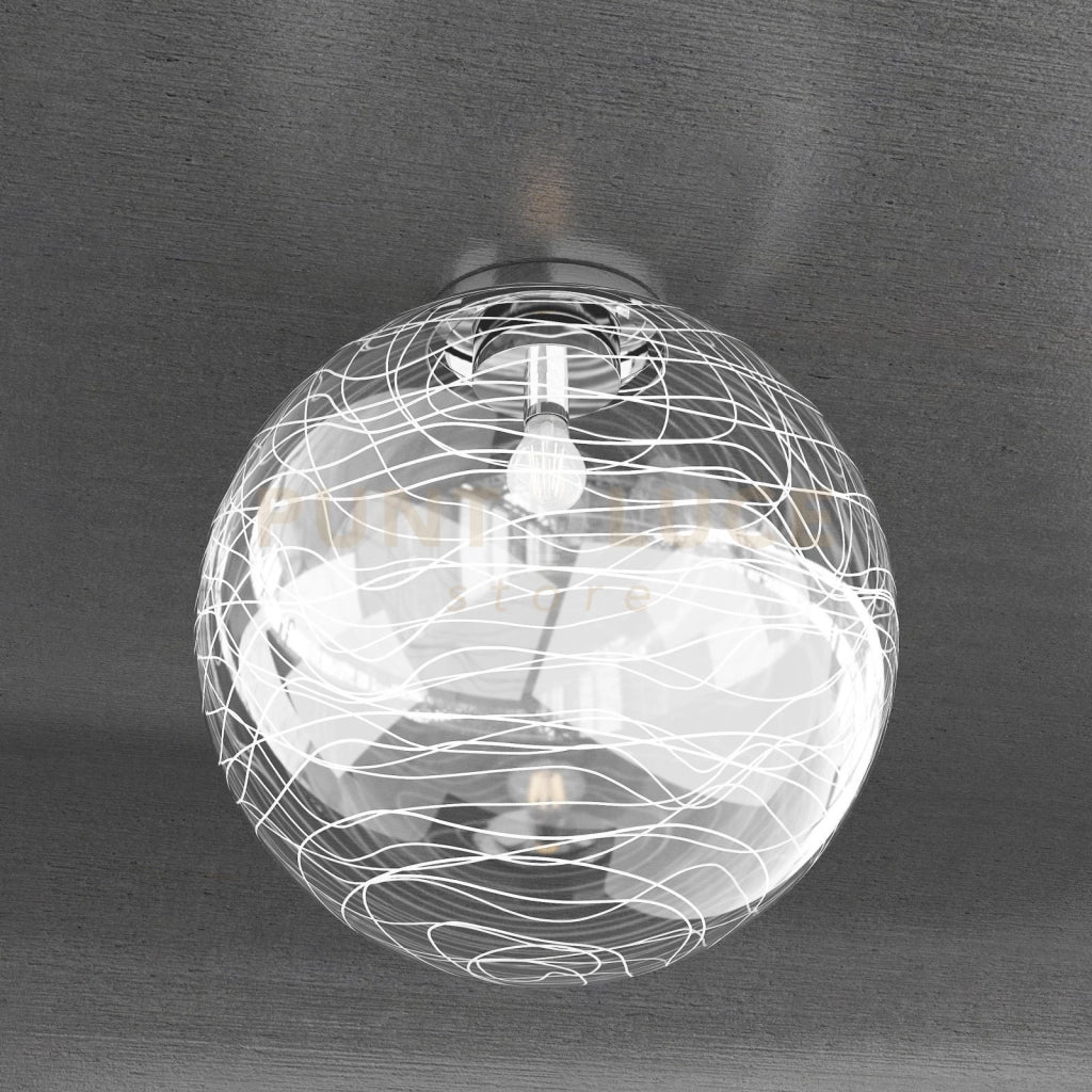 MOON PLAFONIERA D.40 CM. 1 LUCE VETRO BIANCO 1117-PL40-BI