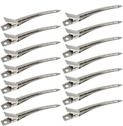 Pacchetto da 24 pezzi di clip a forma di becco d'anatra, 3,5 pollici clip alligatore in metallo inossidabile con fori per stili di capelli, colorazione capelli, argento.
