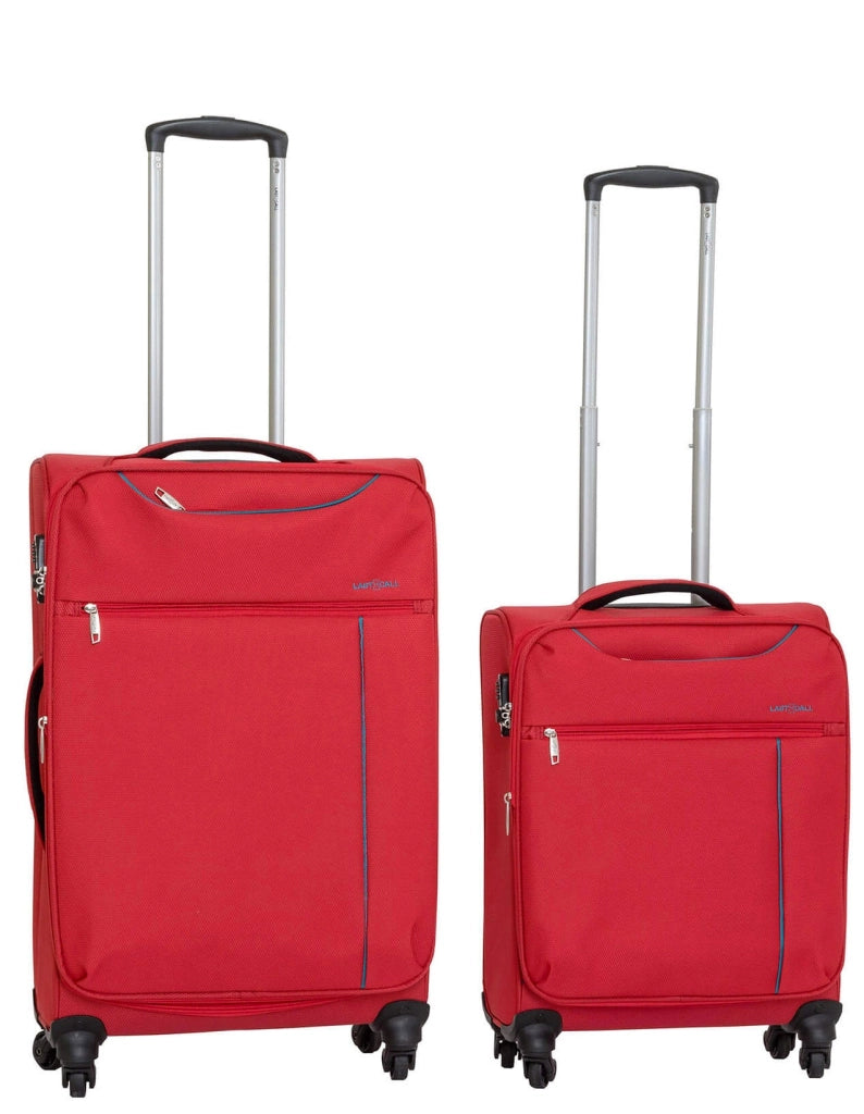 Set 2 Valigie Trolley Morbide in Poliestere 4 Ruote TSA Ravizzoni Stella Rosse