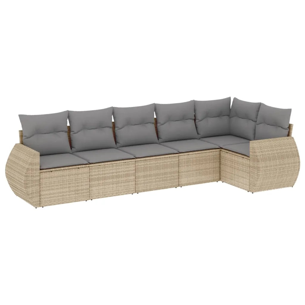 Set Divano da Giardino 6 pz con Cuscini Beige in Polyrattan 3253726