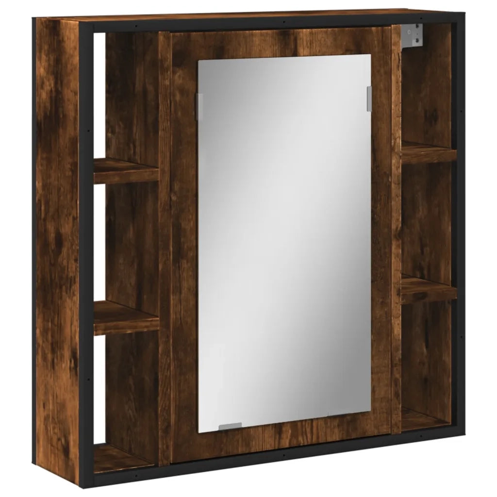 Mobile Bagno | Armadio da bagno Specchio Rovere Fumo 60x16x60 cm Legno Multistrato