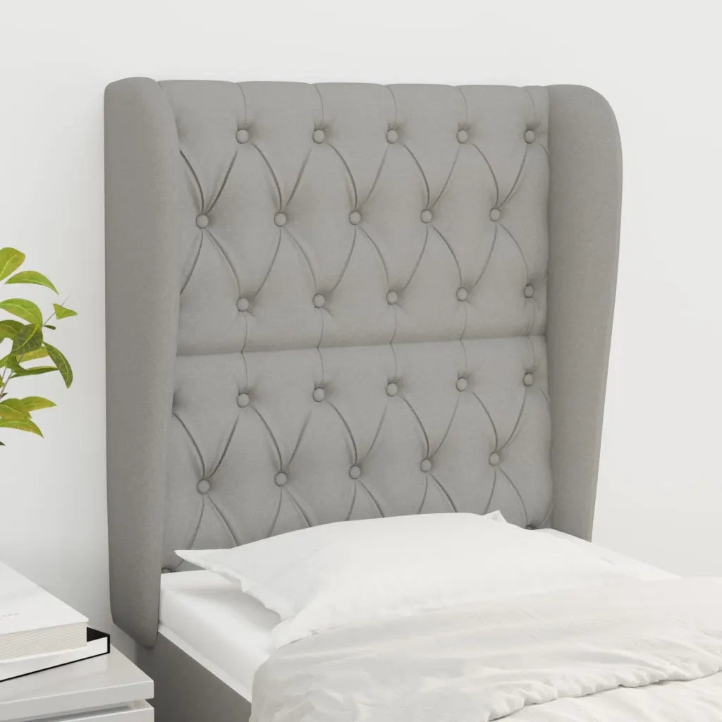 Testiera | Testata ad Orecchio Grigio Chiaro 83x23x118/128 cm in Tessuto