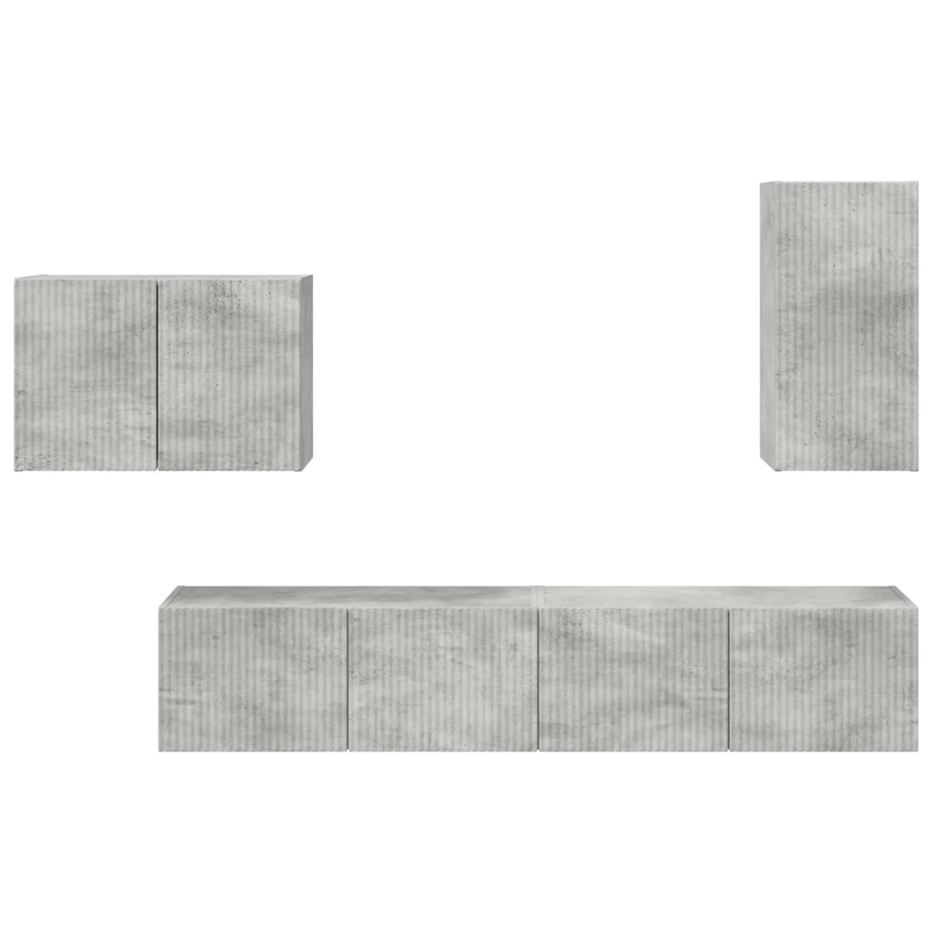 Set di Mobiletto da TV a Parete 4 pcs Grigio cemento