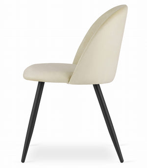 Sedia Valora Bello in velluto beige con gambe nere