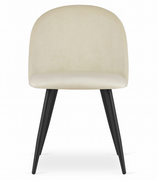 Sedia Valora Bello in velluto beige con gambe nere