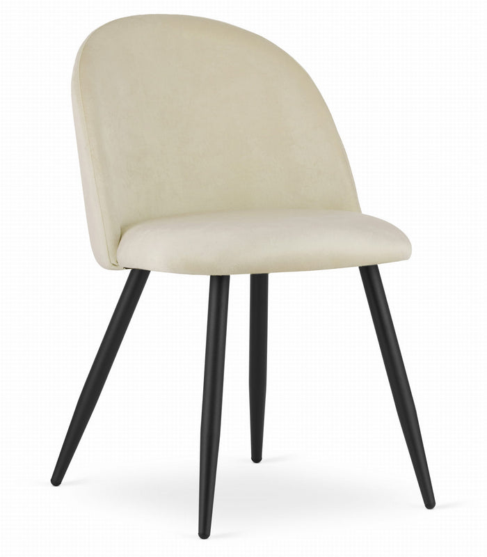 Sedia Valora Bello in velluto beige con gambe nere