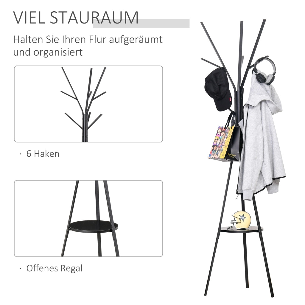 Appendiabiti, appendiabiti autoportante, supporto per abiti, 180 cm, metallo nero, elegante appendiabiti da ingresso per ordine e raffinatezza