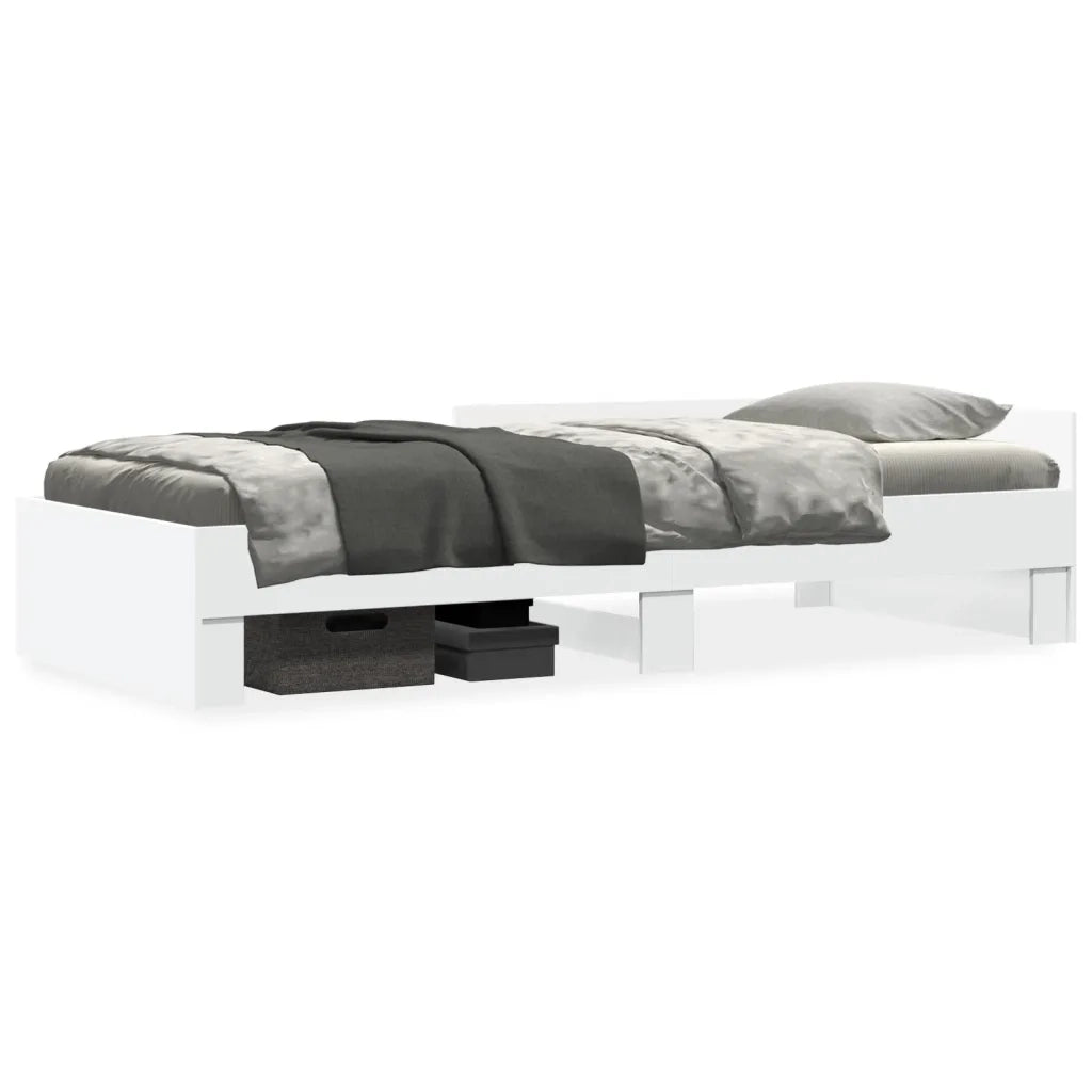 Letto singolo | Letto per adulti | Giroletto Bianco 100x200 cm in Legno Massello