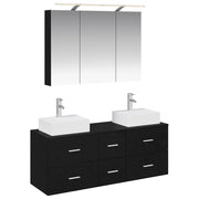 Set di mobili per il bagno 4 pcs Rovere Nero 3406816