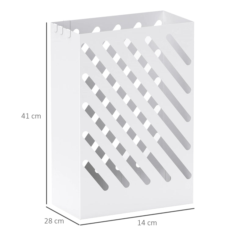 PORTAOMBRELLI con 4 ganci e vaschetta raccogli-gocce 28 x 14 x 41 cm bianco