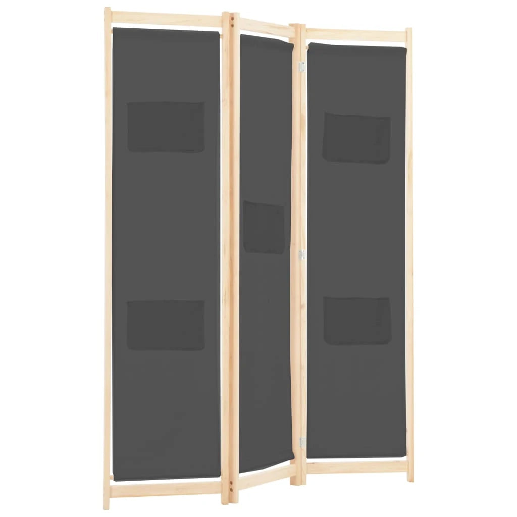 Parete divisoria divisorio mobile decorativo 3 pannelli grigio 120x4 cm tessuto 0802083