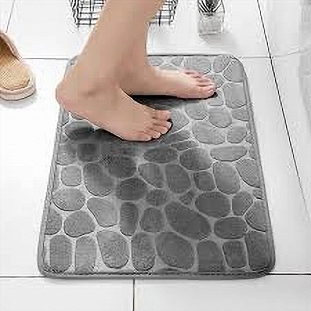 Trade Shop - Tappeto In Tessuto Tappetino Arredo Bagno Antiscivolo 50x80cm Effetto Sassi 79449 -