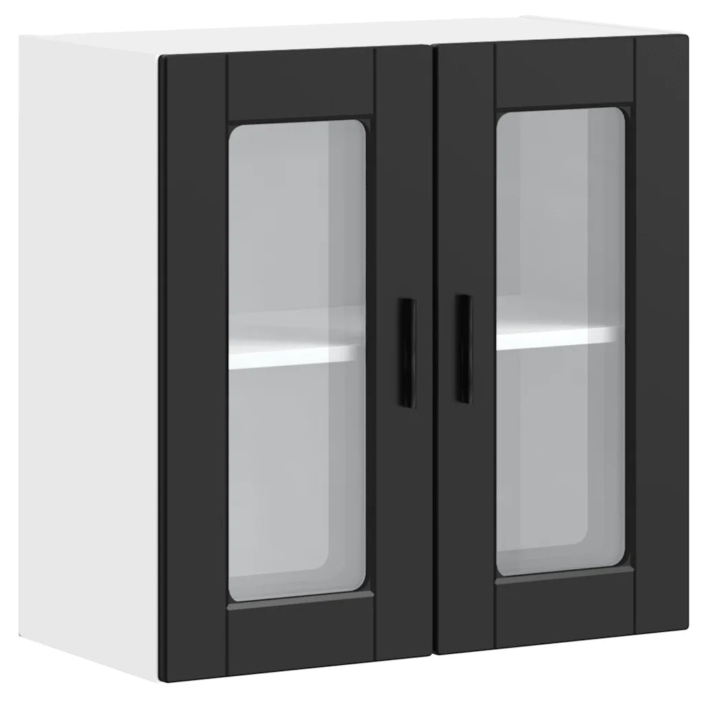 vidaXL Pensile da Cucina con Porta in Vetro Porto Nero
