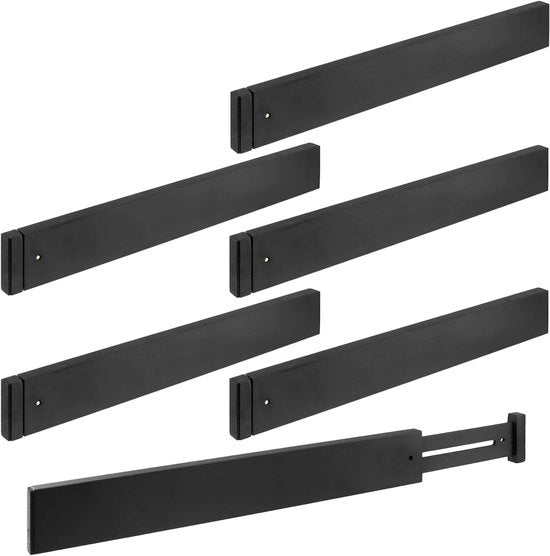 Set di 6 Regolabili Sostegni di Carico in Bambù - Organizzatore in Legno di Faggio Riscaldabile (43-56 cm)