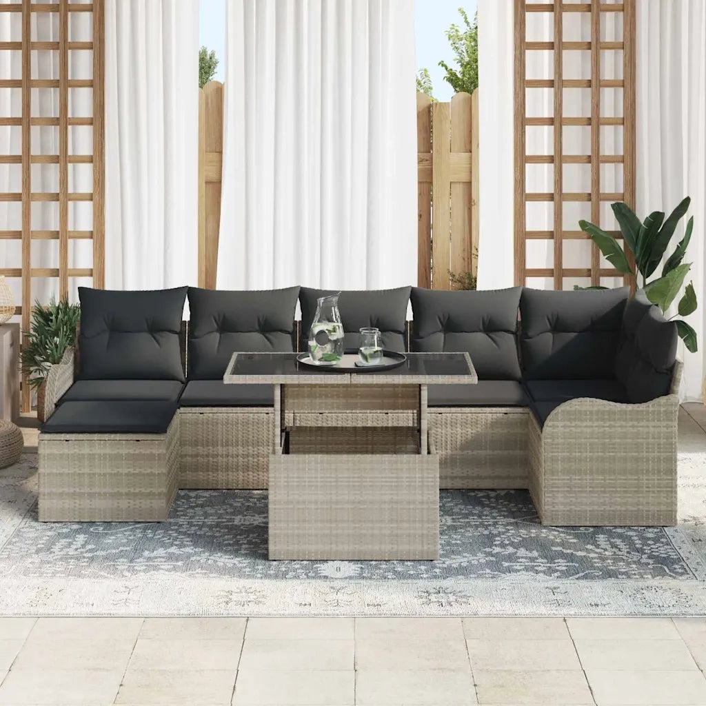 Set Divano da Giardino 8 pcs Grigio chiaro Poly Rattan 3348508