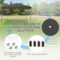 Gazebo Pieghevole 3.6x3.6m con Apertura a Bottone Altezza Regolabile e Borsa con Ruote Nero