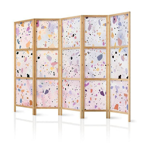 Paravento giapponese - Confetti-Style Terrazzo - Purple-Pink - Colorful Pattern Larghezza x Altezza Decor: 225x172
