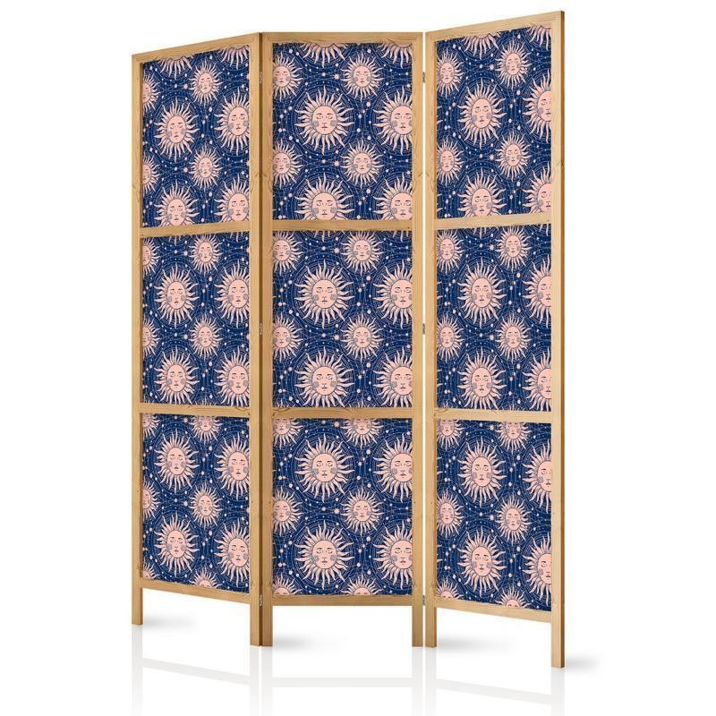 Paravento giapponese - Sunny Patterns - Repeating Sun Motif on a Navy Background Larghezza x Altezza Decor: 135x172
