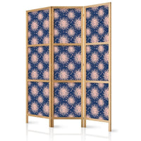 Paravento giapponese - Sunny Patterns - Repeating Sun Motif on a Navy Background Larghezza x Altezza Decor: 135x172