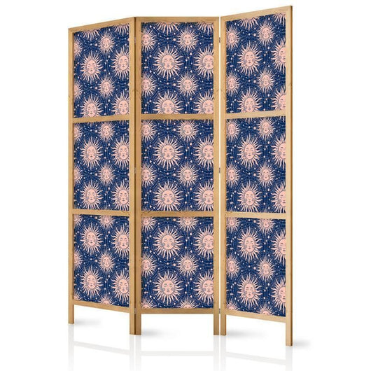 Paravento giapponese - Sunny Patterns - Repeating Sun Motif on a Navy Background Larghezza x Altezza Decor: 135x172