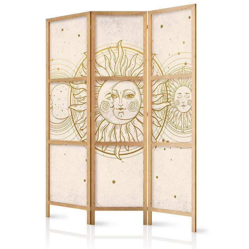Paravento giapponese - Golden Sun and Moon - Artistic Illustration in Retro Style Larghezza x Altezza Decor: 135x172