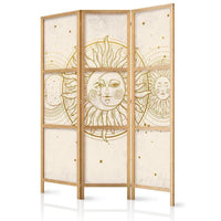 Paravento giapponese - Golden Sun and Moon - Artistic Illustration in Retro Style Larghezza x Altezza Decor: 135x172