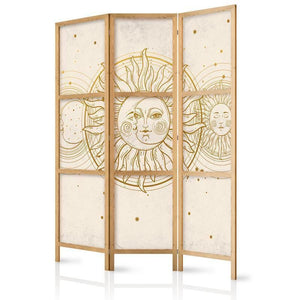 Paravento giapponese - Golden Sun and Moon - Artistic Illustration in Retro Style Larghezza x Altezza Decor: 135x172