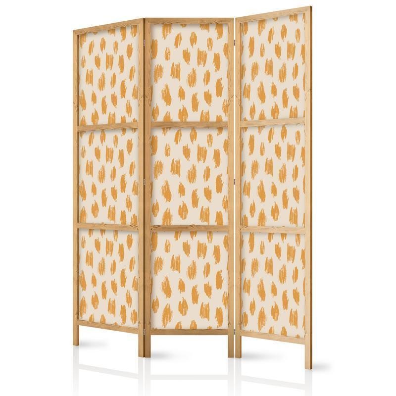 Paravento giapponese - Drawn Pattern in Dots and Spots - in Shades of Orange and Ecru Larghezza x Altezza Decor: 135x172