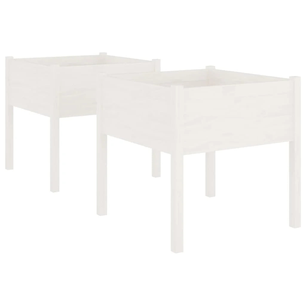 Fioriera aiuola rialzata fioriera aiuola giardino terrazza set da 2 70 x 70 x 70 cm legno di pino massiccio bianco 02_0039003