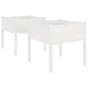 Fioriera aiuola rialzata fioriera aiuola giardino terrazza set da 2 70 x 70 x 70 cm legno di pino massiccio bianco 02_0039003