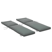 Set 2 Cuscini per Sdraio da Esterno Imbottiti in Cotone con Cinghie, 196x55x8 cm, Grigio Scuro