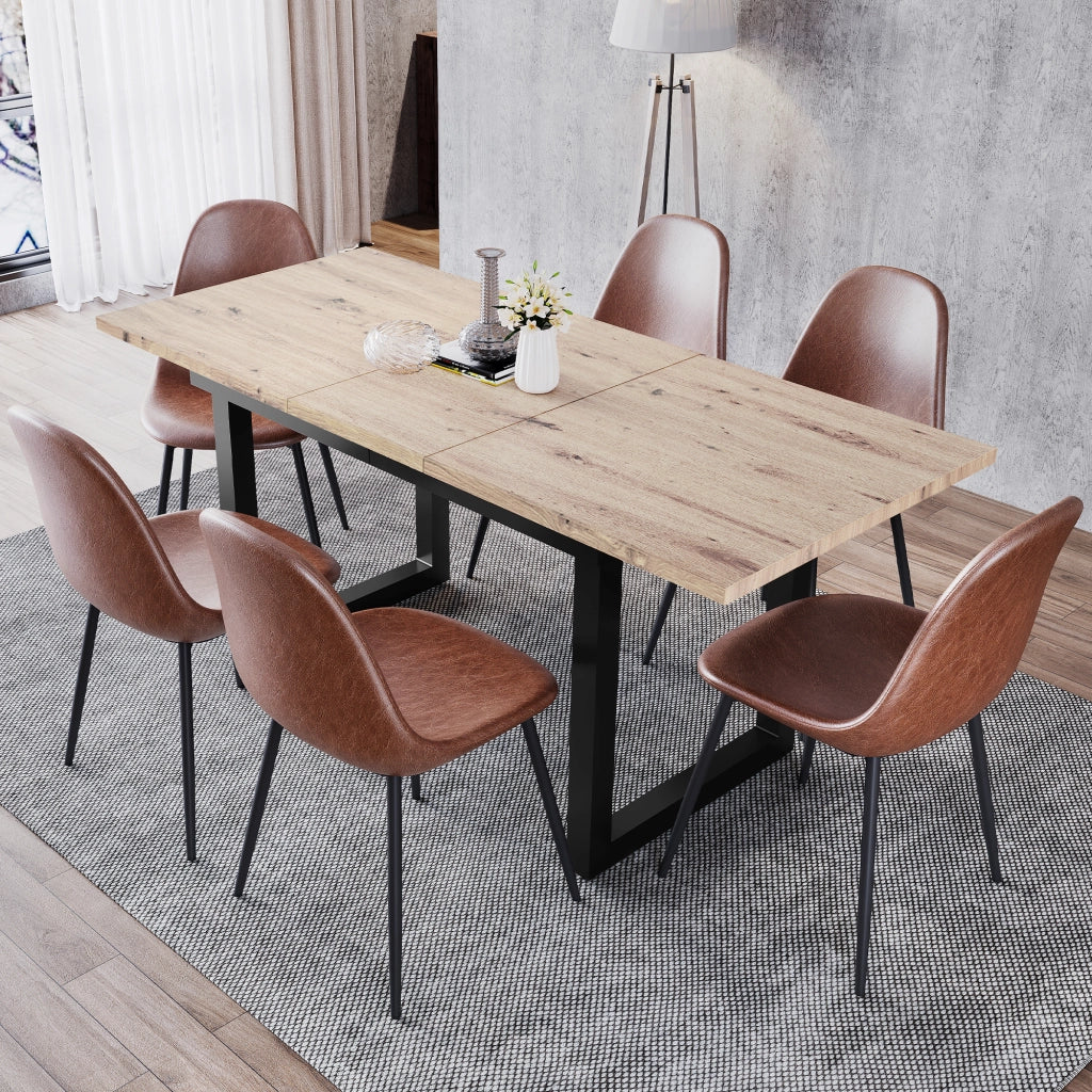 Tavolo da pranzo allungabile in MDF e metallo stile industriale rettangolare per sala da pranzo 140 × 80 × 75 cm