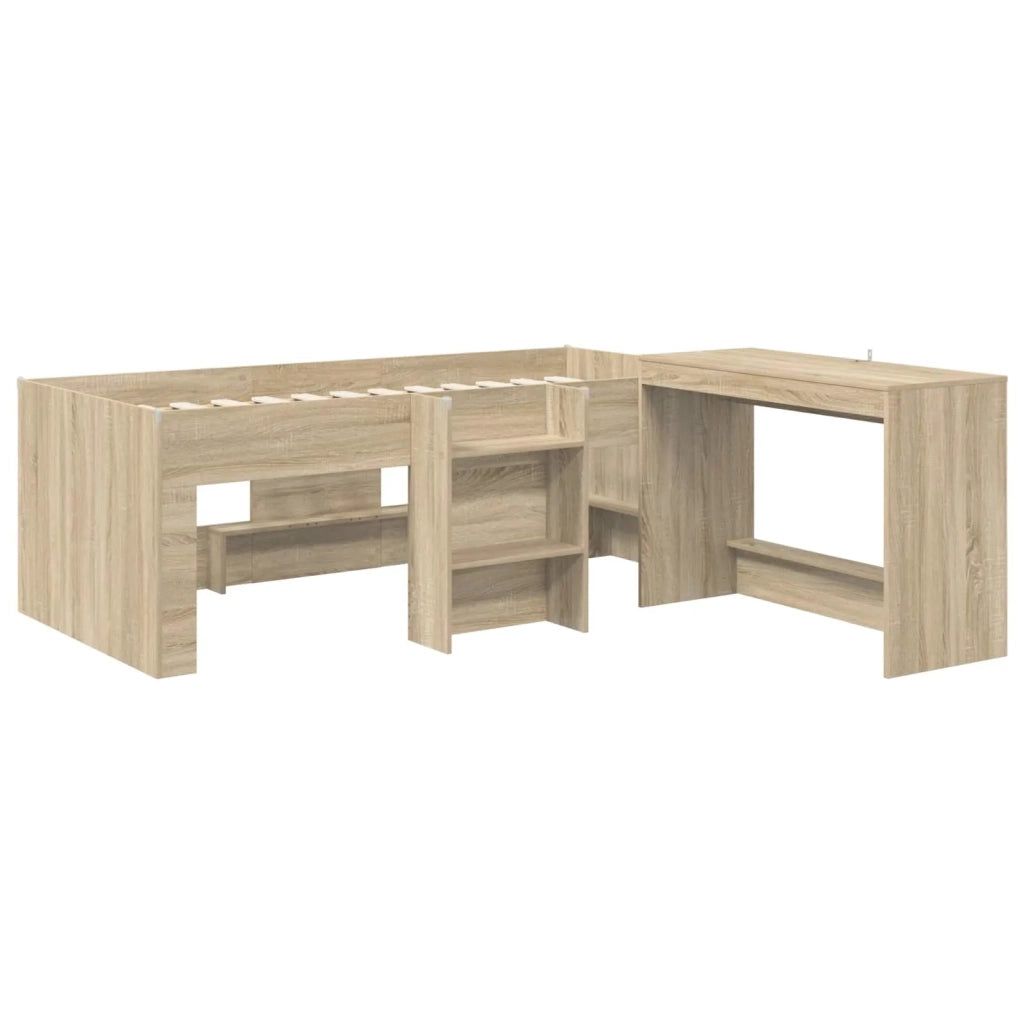 Letto alto per bambini con scrivania 2 pz Rovere Sonoma 3423472