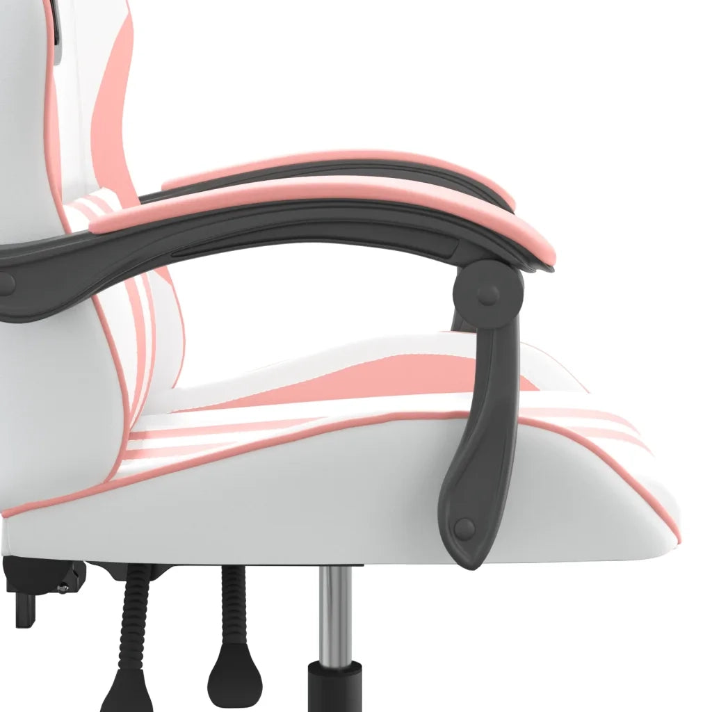 Sedia da Gaming | Sedia da e-sports Girevole Bianco e Rosa in Similpelle