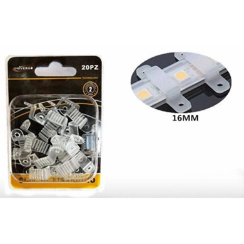 Trade Shop - Clip Di Fissaggio Da 16 Mm In Silicone Strisce A Led Confezione Da 20 Pz U-16mm -