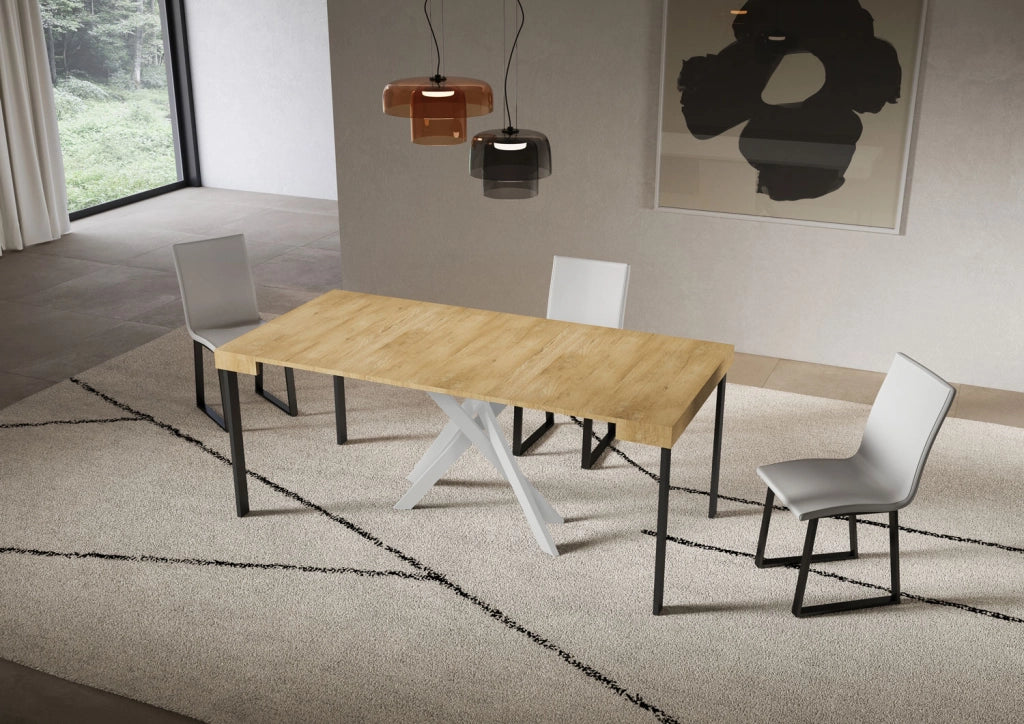 Consolle allungabile 90x40/196 cm Sakuro Small Quercia Natura gambe bianche