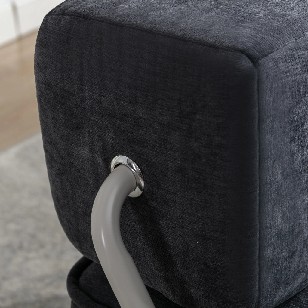 Divano letto modulare in ciniglia grigio con elementi componibili convertibile in poltrona divano a 2 posti e chaise longue