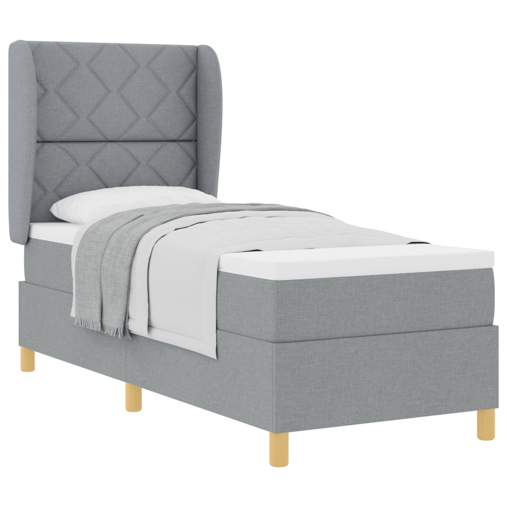 Letto a Box con Materasso Grigio Chiaro 80x200 cm Tessuto