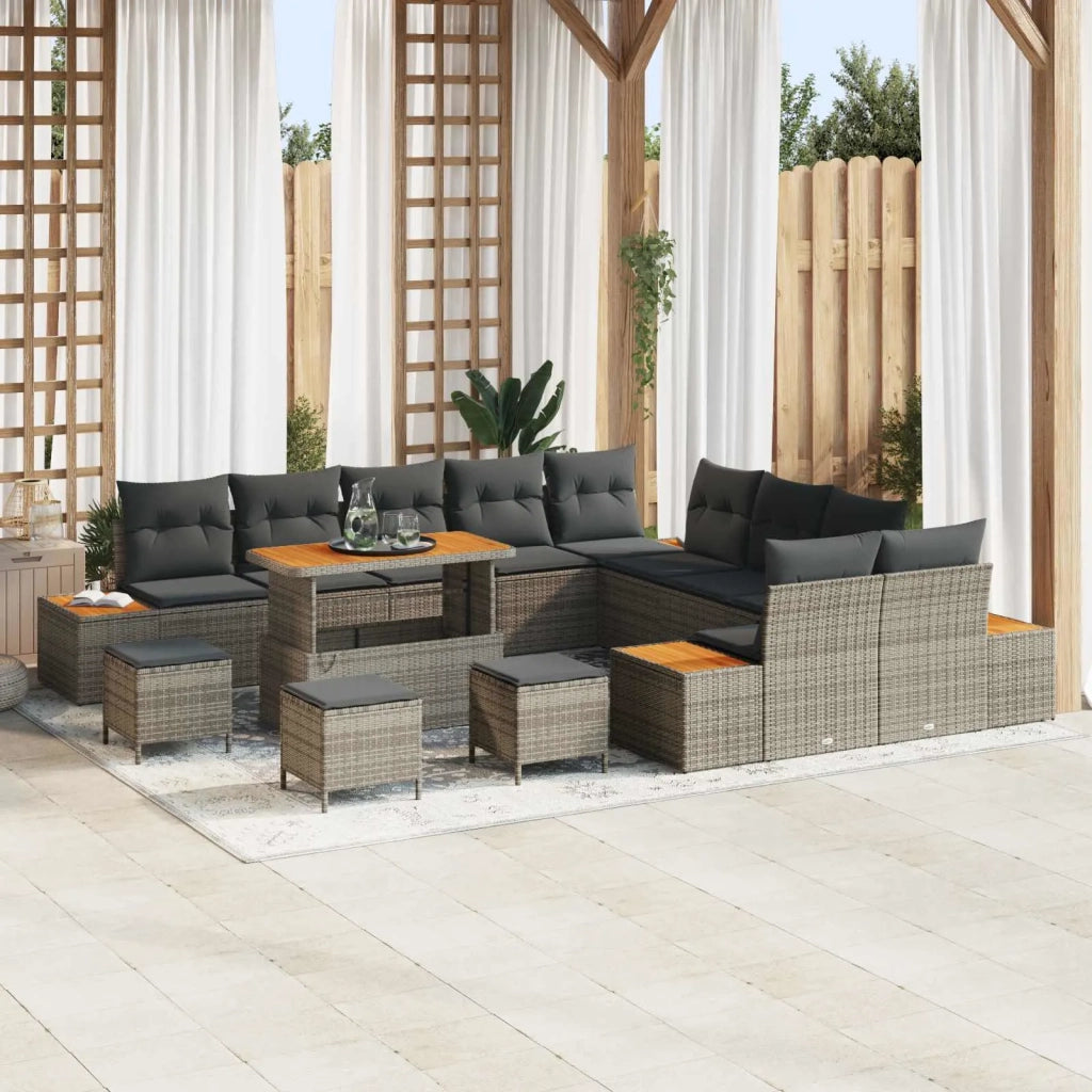 Set Divano da Giardino con cuscino 14 pcs Grigio 3363373