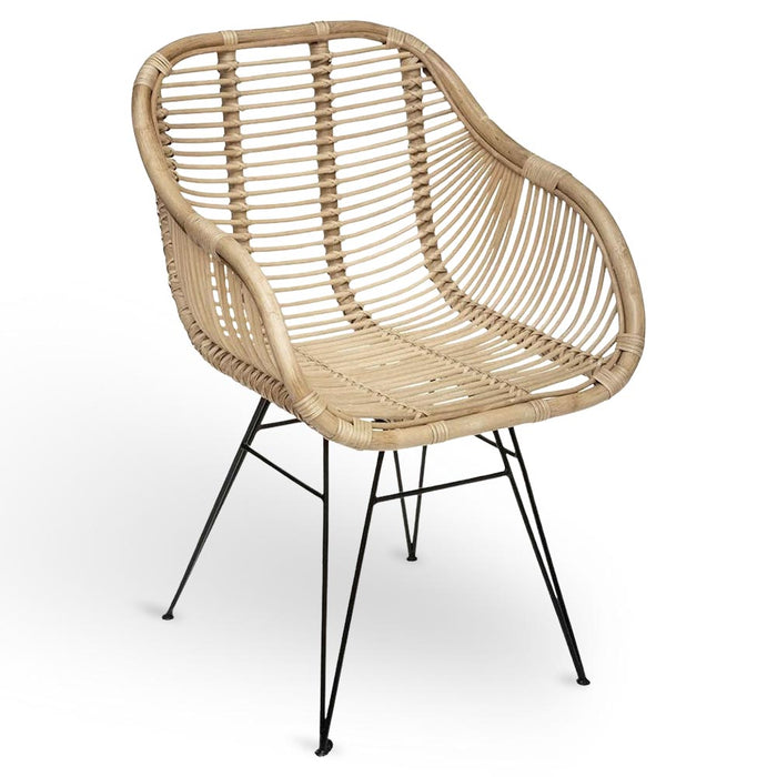 Sedia Desy in vero legno di bambu con gambe in ferro verniciato