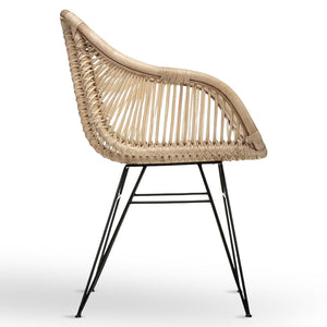 Sedia Desy in vero legno di bambu con gambe in ferro verniciato